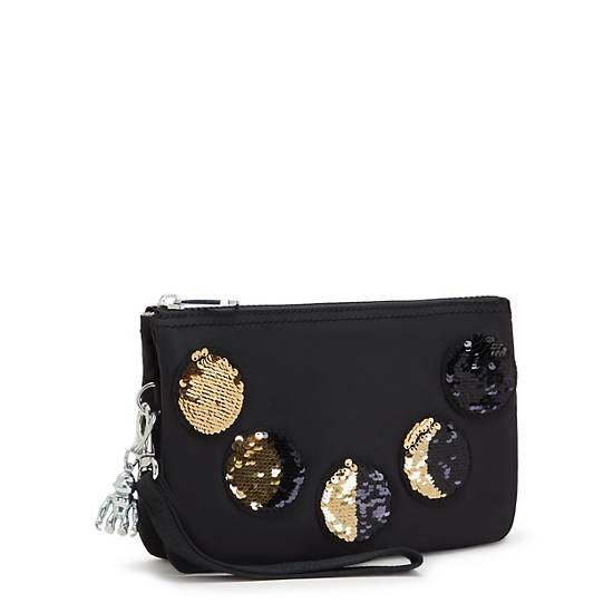 Sacs Kipling Creativity Extra Large Metallic Wristlet Noir Doré | FR 1150KO